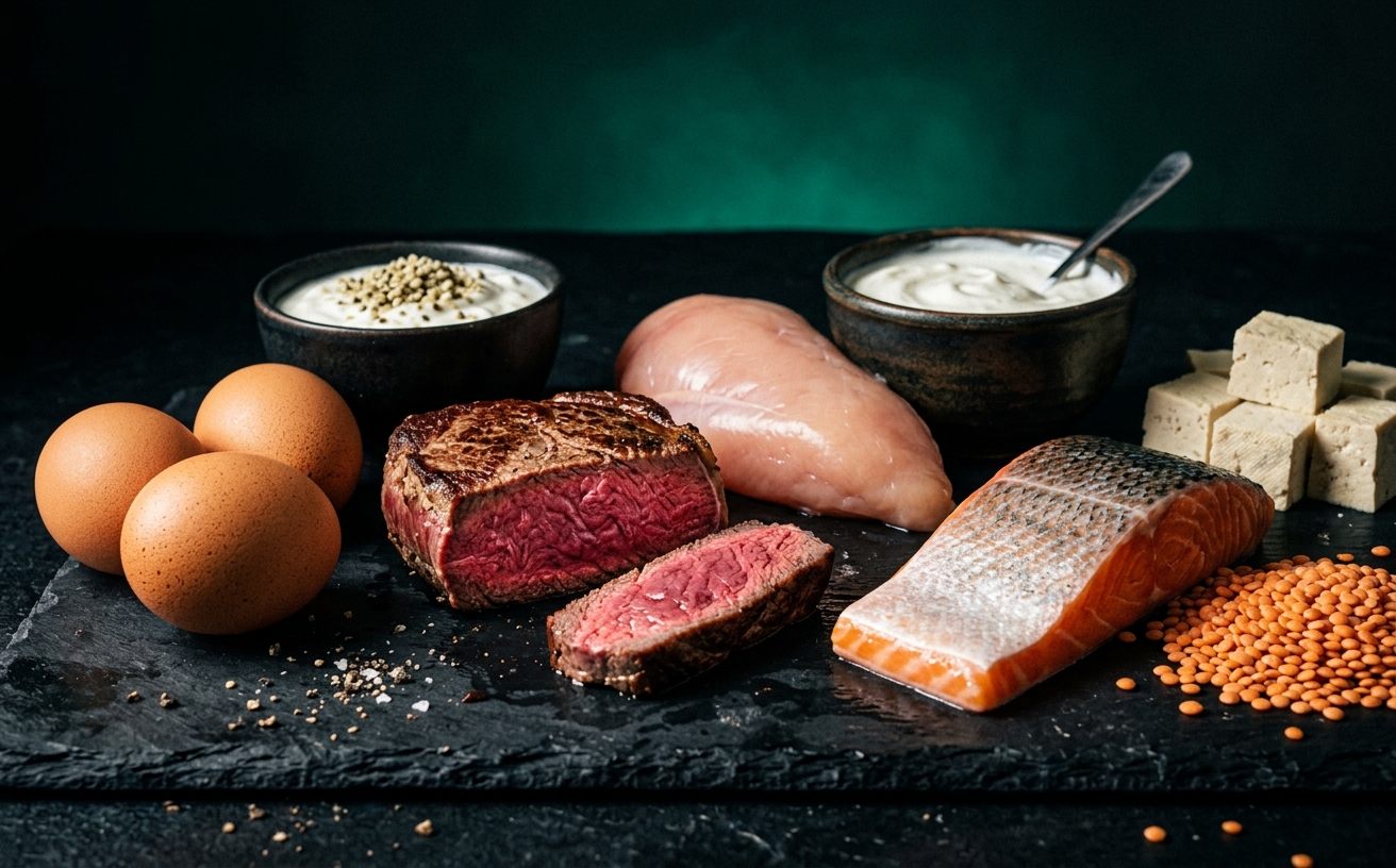 A choice of high-protein foods